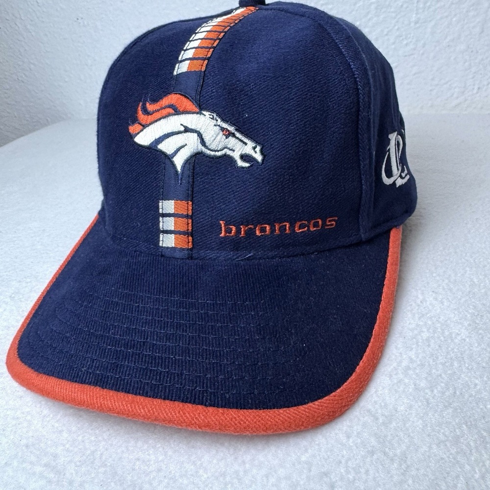 Vintage Denver Broncos Hat Strap Back Dad Cap Blue NFL Logo Athletic Adjustable